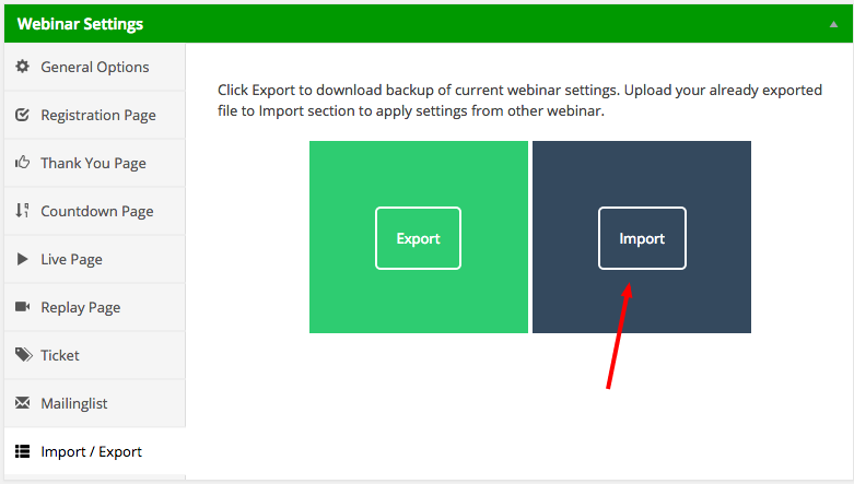 import and export tab arrow