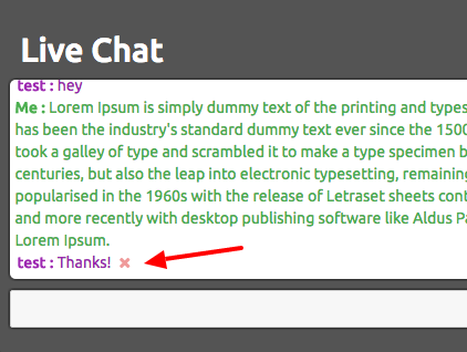 Live chat - hover to delete message